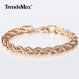 Rose Wave Twisted Rope Link Chain Bracelet for Women Men