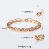 Rose Wave Twisted Rope Link Chain Bracelet for Women Men