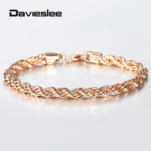5/6mm 585 Rose Twisted Rope Chain Bracelet for Women Men