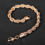 5/6mm 585 Rose Twisted Rope Chain Bracelet for Women Men