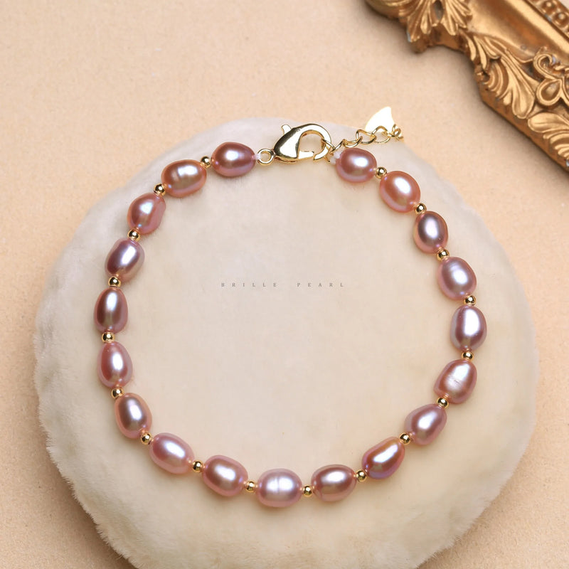 Baroque Pearl Bracelet Freshwater Charm 14k Purple Women's Jewelry