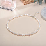 Baroque Freshwater Pearl Necklace, 925 Sterling Silver Choker for Women Girls