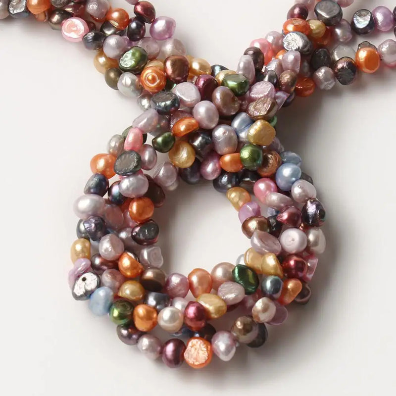 5-6mm Colorful Flat Round Freshwater Pearls Loose Punch Baroque Beads
