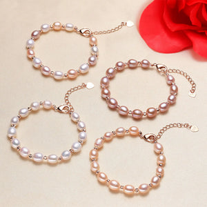 Sweet Small Rice Pearl Strand Bracelets for Women