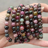 Natural Multicolor Tourmaline Bracelets Women Healing Elastic Bangles
