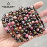 Natural Multicolor Tourmaline Bracelets Women Healing Elastic Bangles