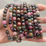 Natural Multicolor Tourmaline Bracelets Women Healing Elastic Bangles