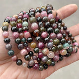 Natural Multicolor Tourmaline Bracelets Women Healing Elastic Bangles