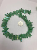 5-7mmx20-30mm Natural Green Quartz Wand Worry Stone Loose Beads Strand 15 inches