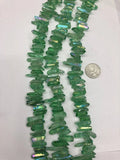 5-7mmx20-30mm Natural Green Quartz Wand Worry Stone Loose Beads Strand 15 inches