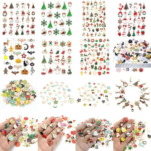 Mixed Enamel Christmas Keychains Lobster Clasp Charms Santa Snowflake Pendants