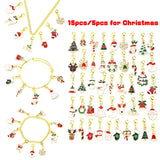 Mixed Enamel Christmas Keychains Lobster Clasp Charms Santa Snowflake Pendants