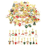 Mixed Enamel Christmas Keychains Lobster Clasp Charms Santa Snowflake Pendants