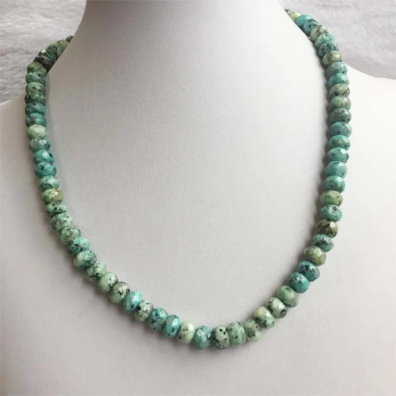 Vintage Green Africa Turquoise Necklace Natural Stone Jewelry