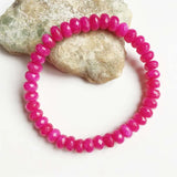 5*8MM Faceted Red Jade Bracelet Natural Stone Beads Relief Student Gift