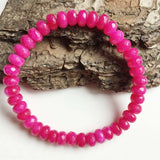 5*8MM Faceted Red Jade Bracelet Natural Stone Beads Relief Student Gift