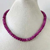 Faceted Rubellite Natural Stone Necklace Brazil Pink Red Bead Women Gemstone