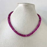 Faceted Rubellite Natural Stone Necklace Brazil Pink Red Bead Women Gemstone