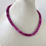 Faceted Rubellite Natural Stone Necklace Brazil Pink Red Bead Women Gemstone