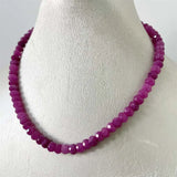 Faceted Rubellite Natural Stone Necklace Brazil Pink Red Bead Women Gemstone