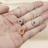 925 Sterling Silver CZ Stone Round Bezel Pendant with Chain