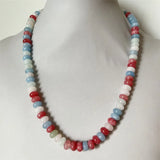 Aquamarine Jade Necklace Natural Stone Beads Women Gemstone Gift