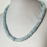 Aquamarine Jade Necklace Natural Stone Beads Women Gemstone Gift