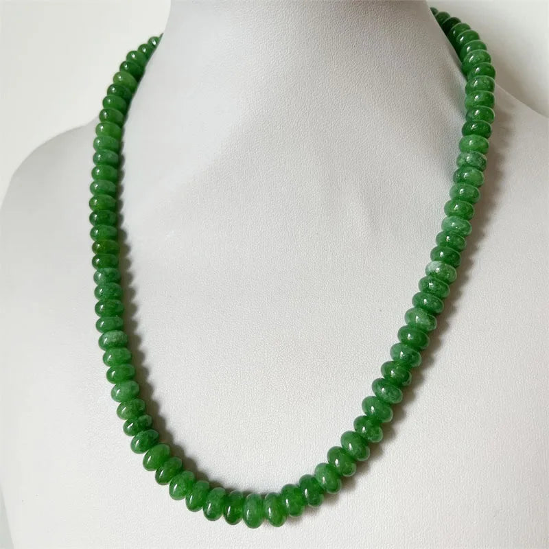 Aquamarine Jade Necklace Natural Stone Beads Women Gemstone Gift