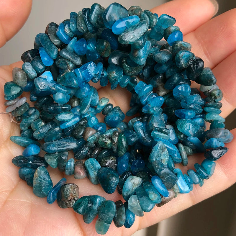 5-8mm Apatite Stone Chips Gravel Beads for Jewelry Making DIY 33Inch