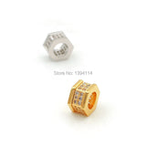 Micro Pave Clear CZ Hexagon Spacer Beads for DIY Bracelets or Necklaces