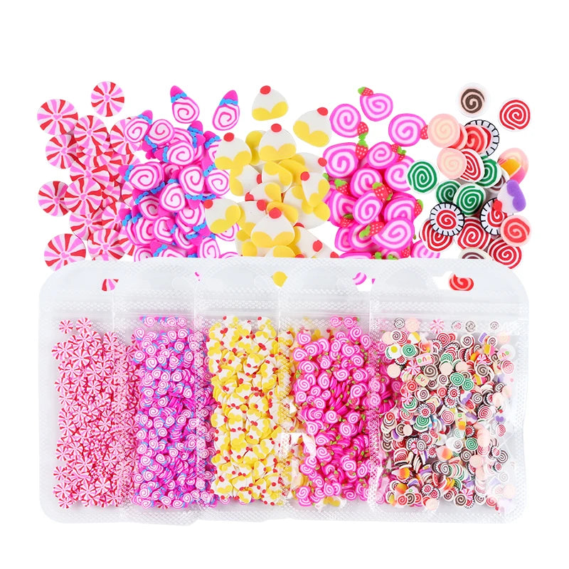 5 Bags Mix Candy Cake Polymer Soft Clay Flakes Set For Nail Art