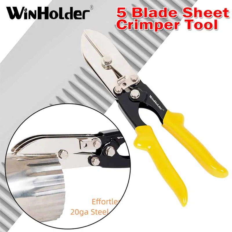 5-Blade Sheet Metal Crimper for Stove Pipe Duct HVAC Gutter Tool