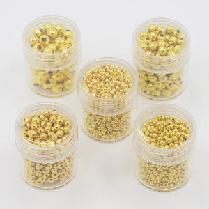 5 Boxes Iron Metal Round Beads for Jewelry Making Crafts