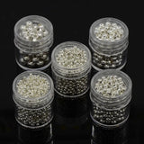 5 Boxes Iron Metal Round Beads for Jewelry Making Crafts