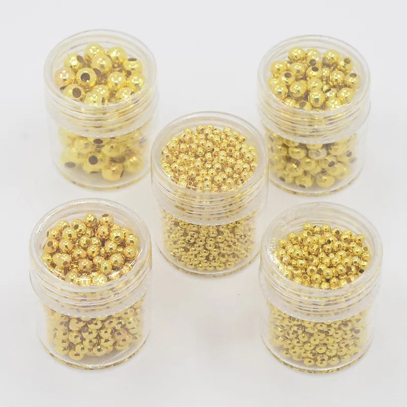 5 Boxes Iron Metal Round Beads for Jewelry Making Crafts