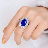 Crystal Sapphire Gemstone Flower Pendant Necklace for Women