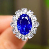 Crystal Sapphire Gemstone Flower Pendant Necklace for Women