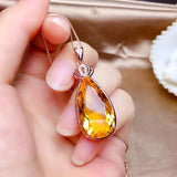 5 Carats Citrine Gemstone Diamond Crown Pendant Necklace 18k Rose Filled