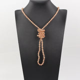 Boho Beach Long Necklace Coin Glass Bead Chains PD-09