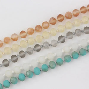 Boho Beach Long Necklace Coin Glass Bead Chains PD-09