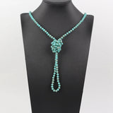 Boho Beach Long Necklace Coin Glass Bead Chains PD-09