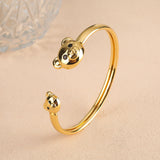 Zircon Bear Open Cuff Bangle Copper Plated Bracelet Charming Daily Wear Jewelry