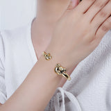 Zircon Bear Open Cuff Bangle Copper Plated Bracelet Charming Daily Wear Jewelry