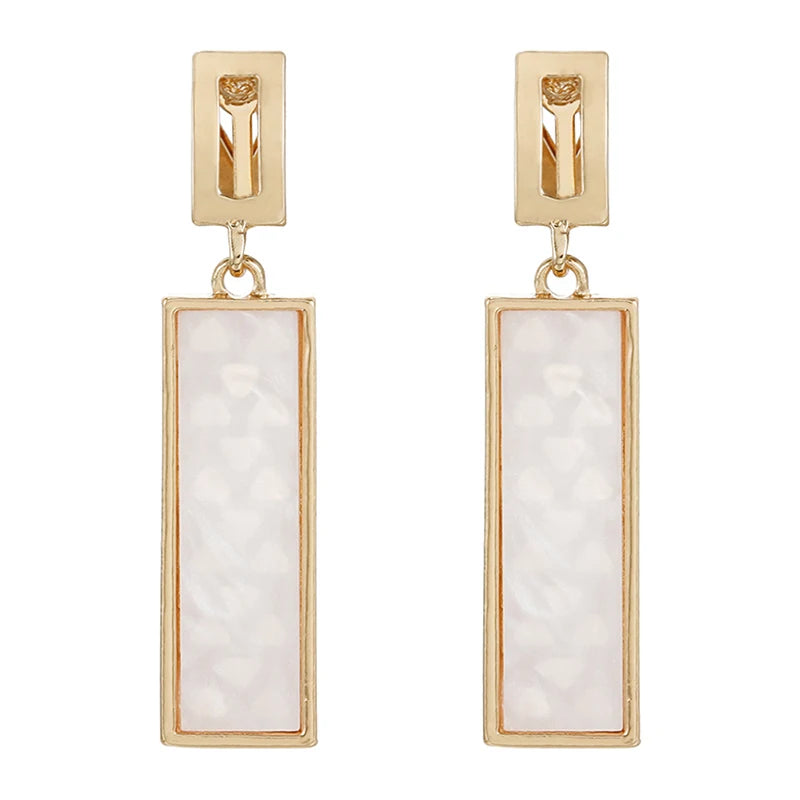 Korea Geometric Square Clip-on Earrings Golden Colorful Resin Ear Clips