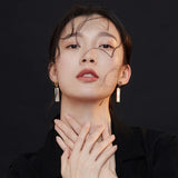 Korea Geometric Square Clip-on Earrings Golden Colorful Resin Ear Clips