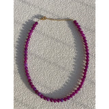 Pink Crystal Quartz Red Garnet Beaded Necklace for Women Jewelry Gift