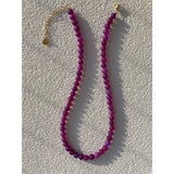Pink Crystal Quartz Red Garnet Beaded Necklace for Women Jewelry Gift