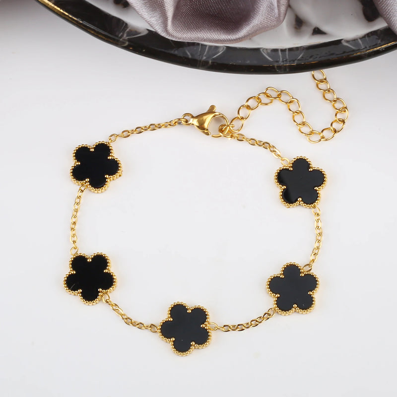 Stainless Steel Acrylic Flower Bracelet for Women