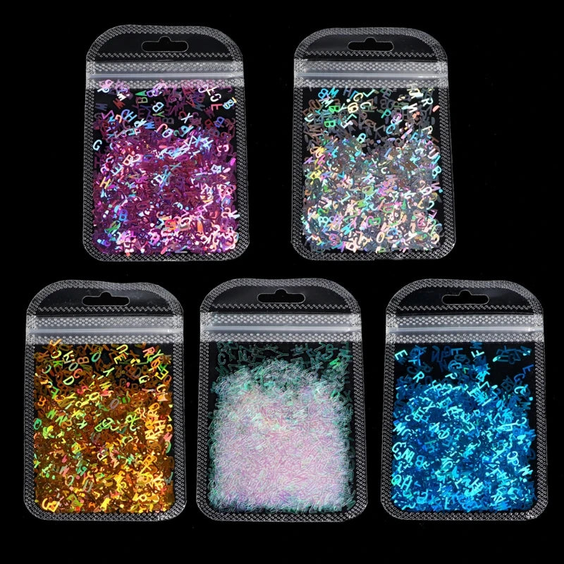 Alphabet Holographic Laser- Letters Chunky Glitter Resin Sequins 2g Per