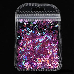 Alphabet Holographic Laser- Letters Chunky Glitter Resin Sequins 2g Per